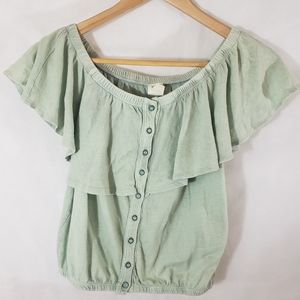 We The Free Ruffled Short Sleeve Blouse